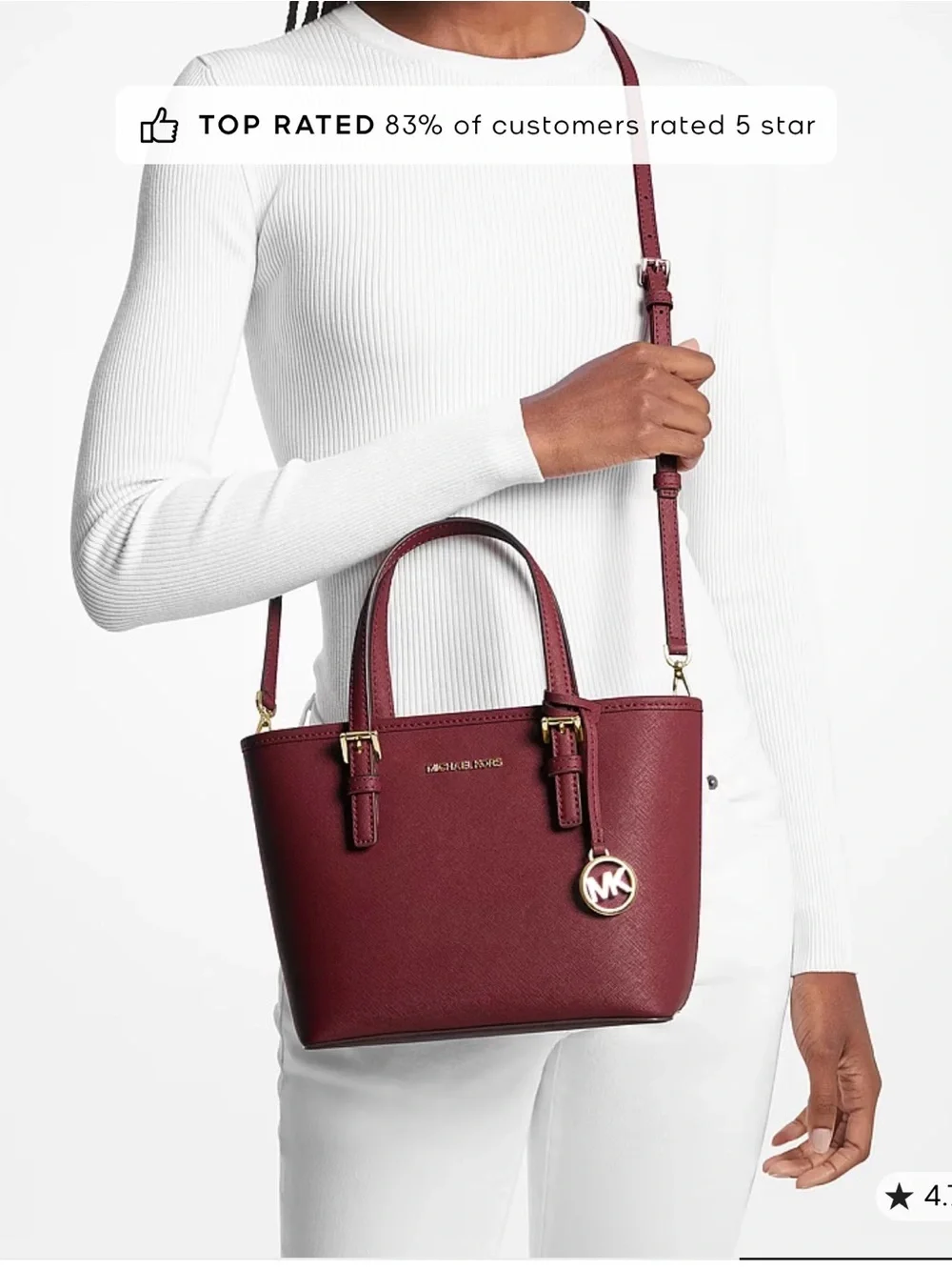 Micheal Kors Travel Extra - Small Saffiano Leather Top-zip Tote Bag (Bright Red)